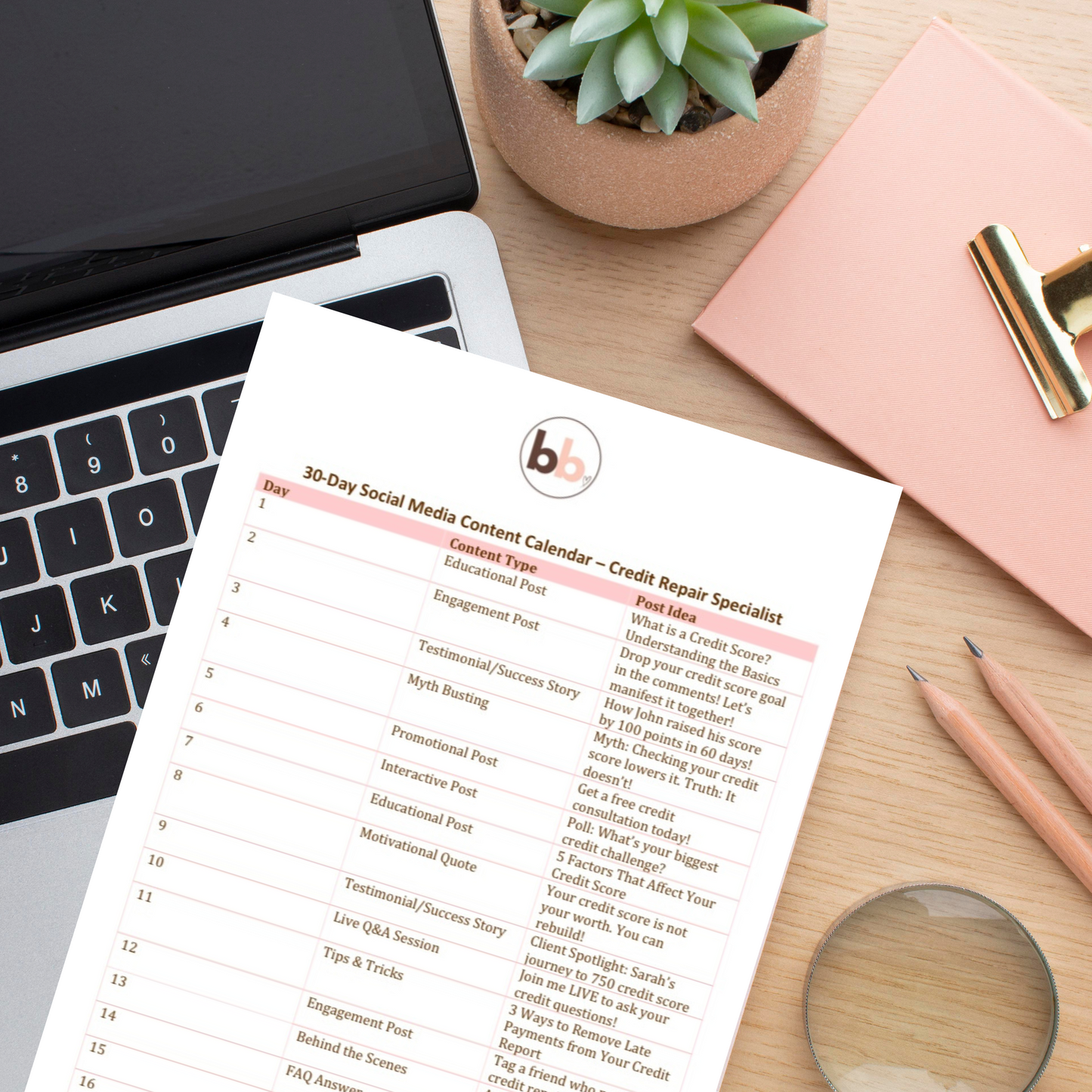 Credit Repair 30-Day Social Media Content Calendar