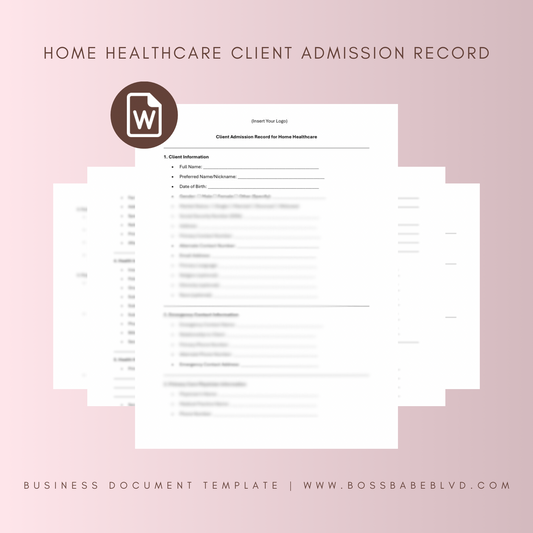 Home Healthcare Client Admission Record