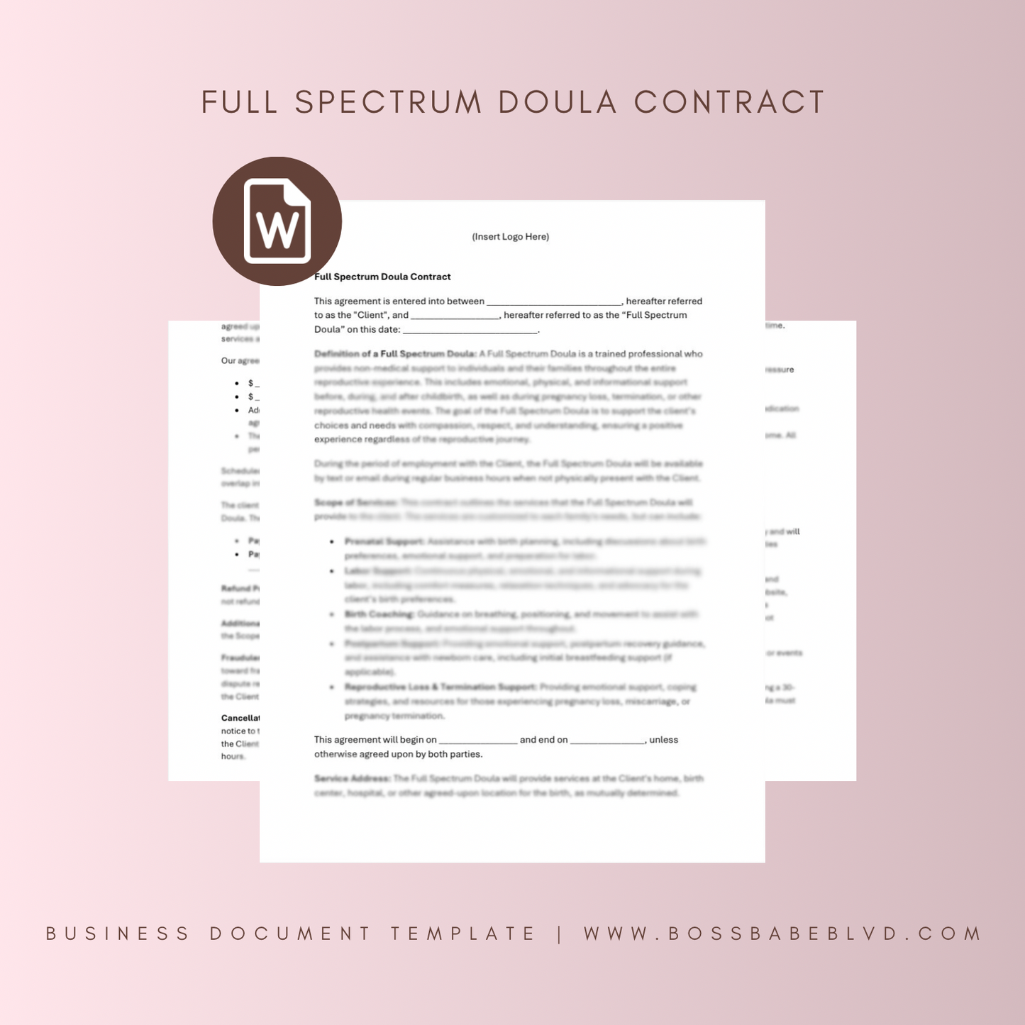 Full Spectrum Doula Contract Template