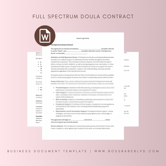 Full Spectrum Doula Contract Template