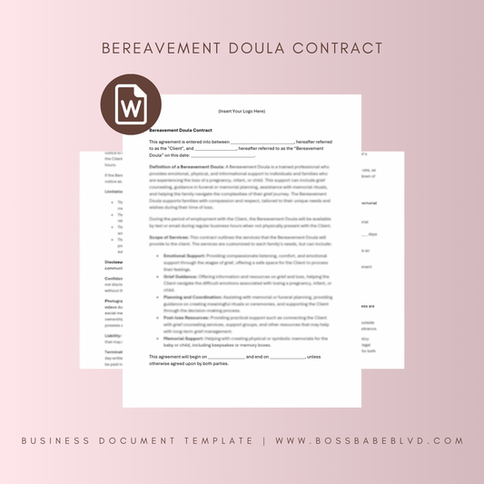 Bereavement Doula Contract Template