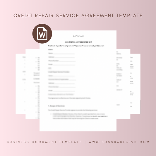 Credit Repair Service Agreement Template