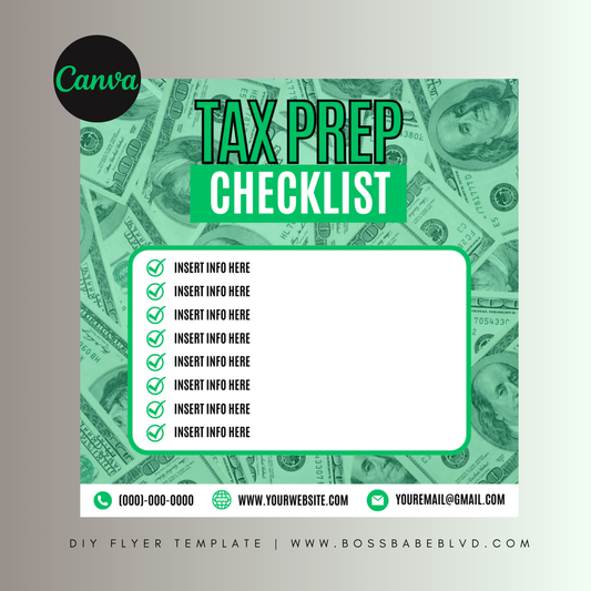 Tax Prep Checklist DIY Flyer Template