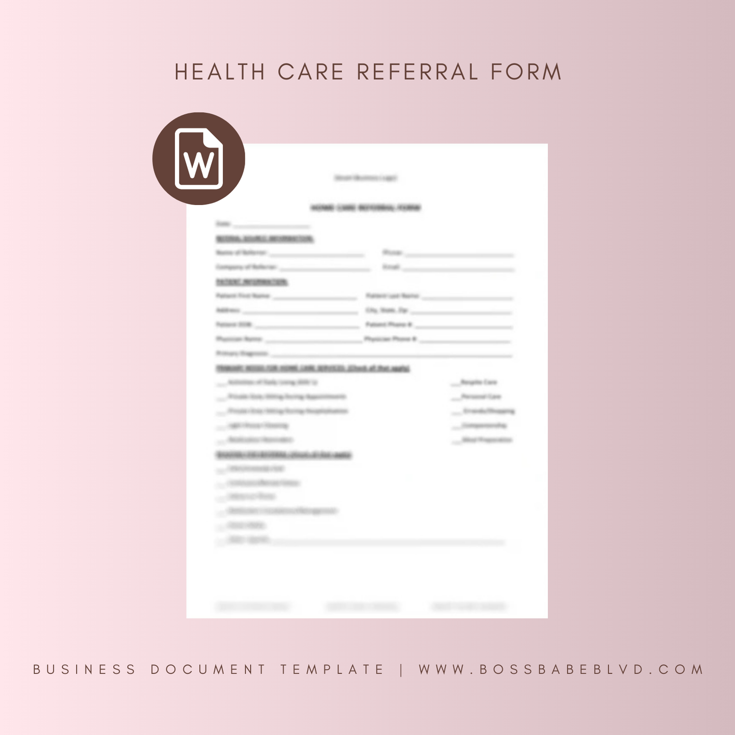 Home Health Care Referral Form Template