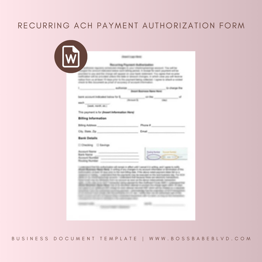 Recurring ACH Payment Authorization Form Template