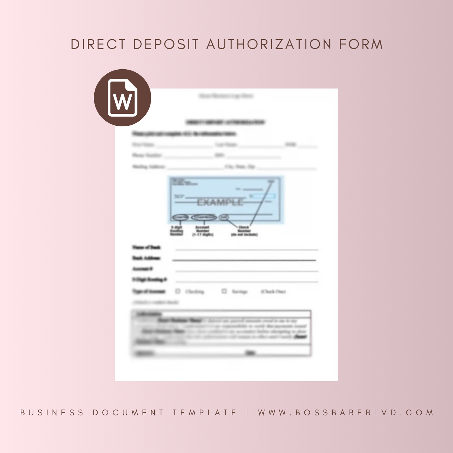 Direct Deposit Authorization Form Template