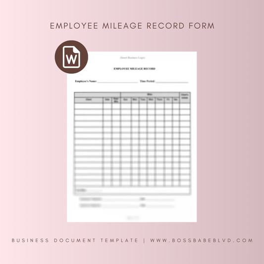 Employee Mileage Record Template