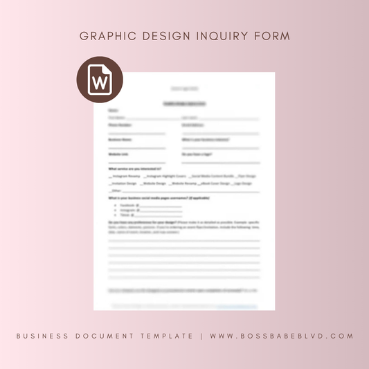 Graphic Design Inquiry Form Template