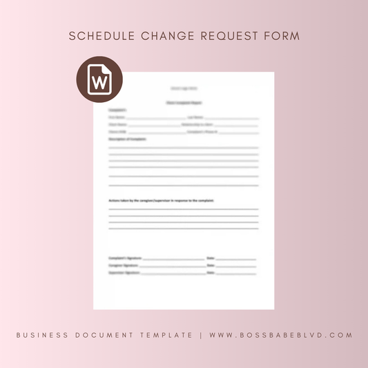 Schedule Change Request Form Template