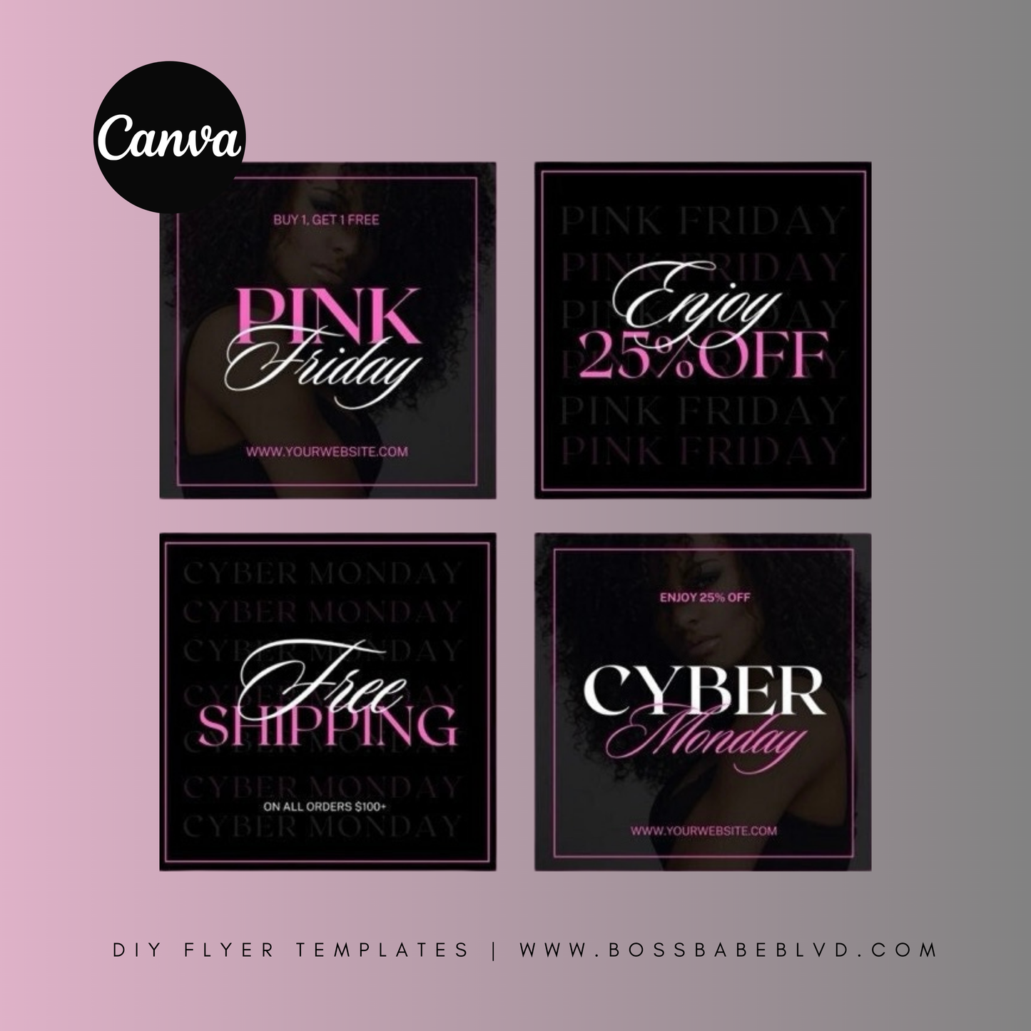 Pink Friday & Cyber Monday DIY Flyer Templates