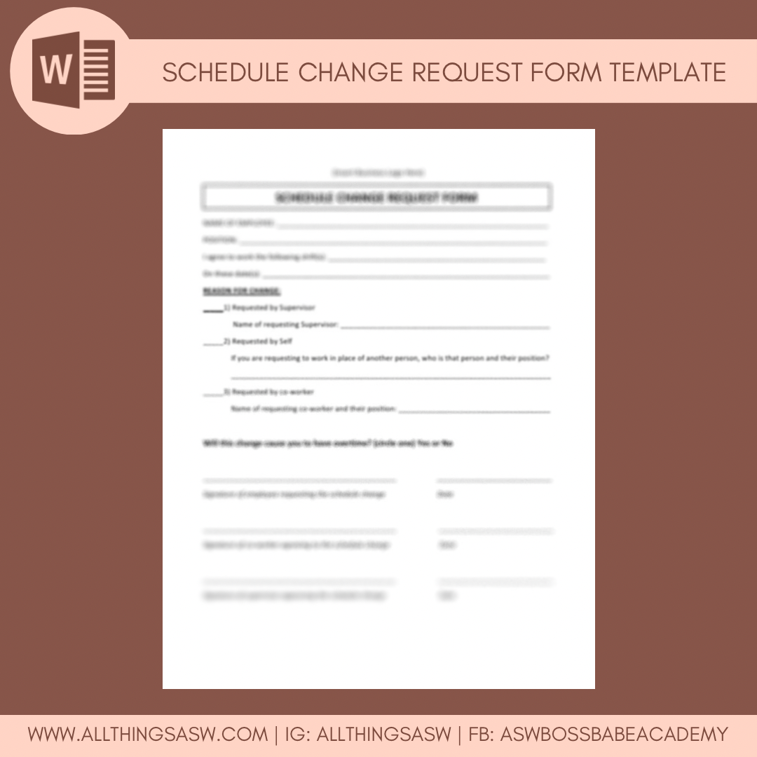 Schedule Change Request Form Template - Editable Business Documents ...