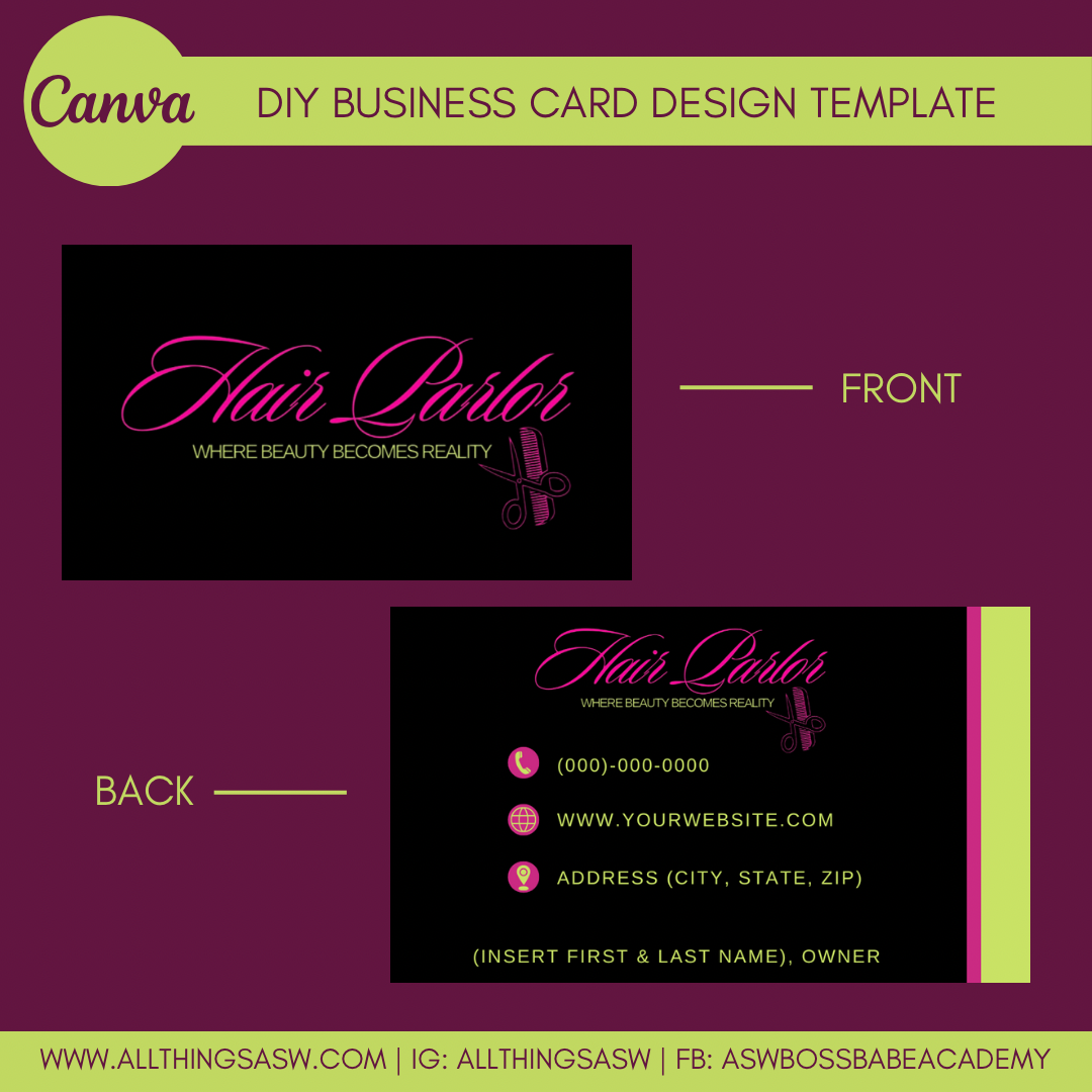 Hair Stylist DIY Business Card Design Template